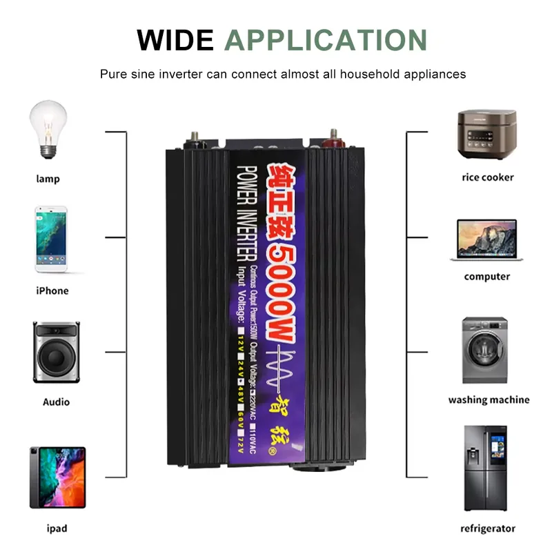 SMARAAD 5000W 12V 24V 48V DC v - Pure Sine Wave Inverter 5000W 48V 220V avis et prix